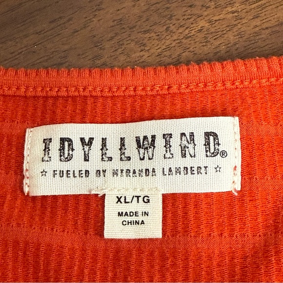 NWOT Idyllwind Orange Knot Front Top XL Western Boho Stretch Ribbed Chic Style - Picture 7 of 10
